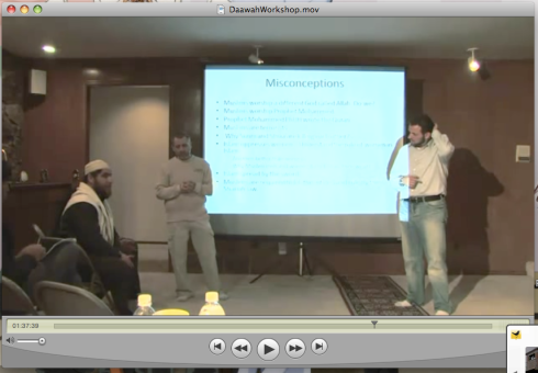 Screen-grab of original video from Daawah Workshop at 1:37:39